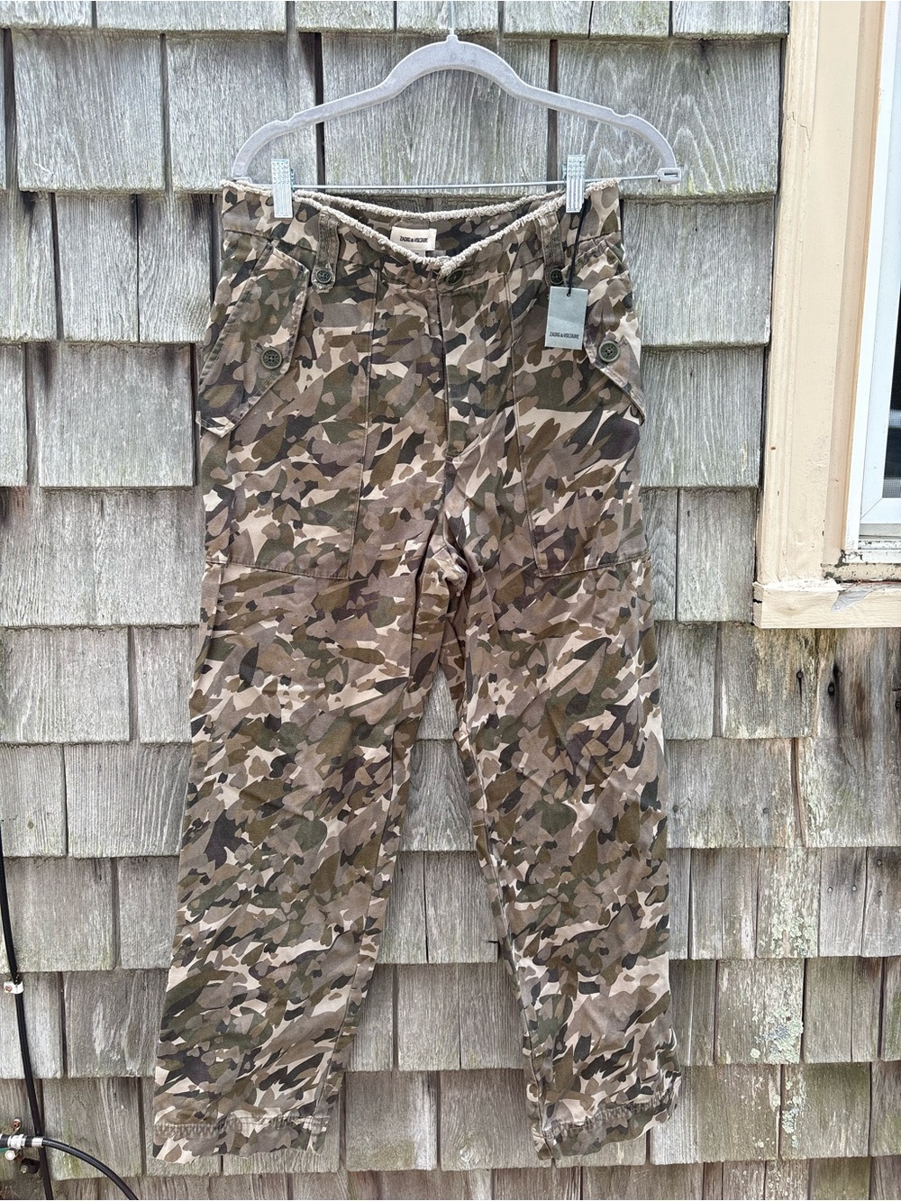 Zadig & Voltaire Men's Camouflage Cargo Pants in Beige and Olive